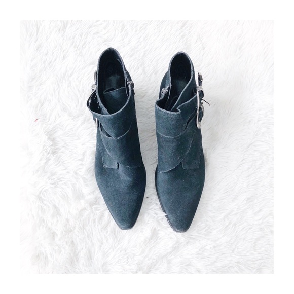 Urban Outfitters Shoes - UO Buckled Black Suede Ankle Booties SZ10